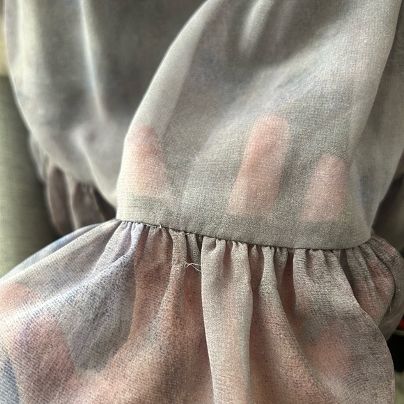 Aritzia Wilfred Tempest Mini Dress Smocked bodice Chiffon Puff Sleeve Purple - Picture 15 of 16